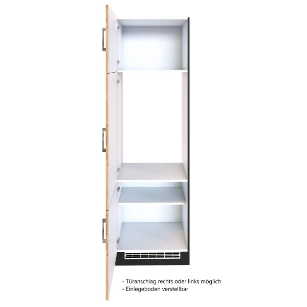 Keukenkast Voor Koelkast Sorrella 60cm 3 Deuren - Eik/grafiet - Afbeelding 6