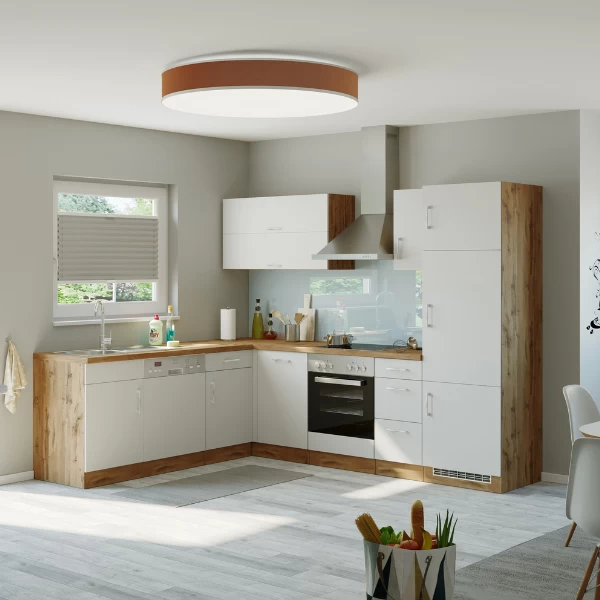 Keukenkast Voor Koelkast Sorrella 60cm 3 Deuren - Wit/eik - Afbeelding 4