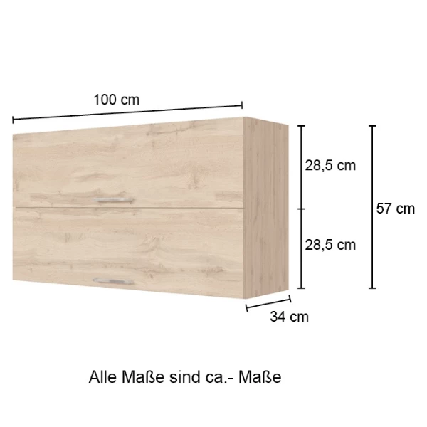 Keukenhangkast Sorrella 100cm Met 2 Opklapdeuren - Eik/grafiet - Afbeelding 5