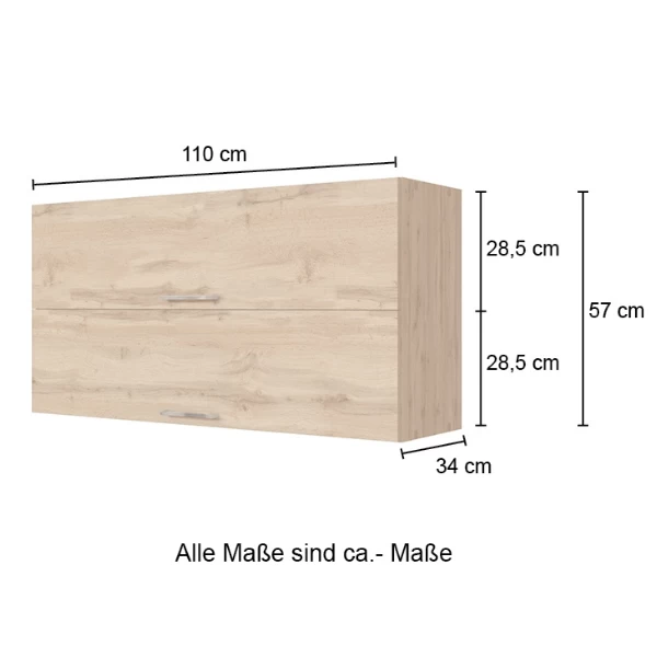 Keukenhangkast Sorrella 110cm Met 2 Opklapdeuren - Antraciet/eik - Afbeelding 5