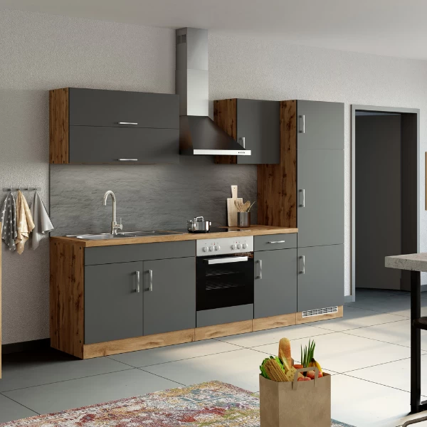 Onderkast Sorrella 60cm Voor Oven En Kookplaat - Antraciet/eik - Afbeelding 2