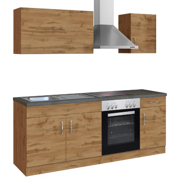 Kitchenette Sorrella 210cm Met Inbouwoven - Eik - Afbeelding 13