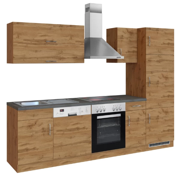 Kitchenette Sorrella 270cm Met Oven, Vaatwas En Koelkast - Eik - Afbeelding 13