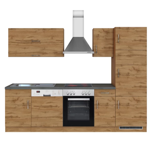 Kitchenette Sorrella 270cm Met Oven, Vaatwas En Koelkast - Eik - Afbeelding 12