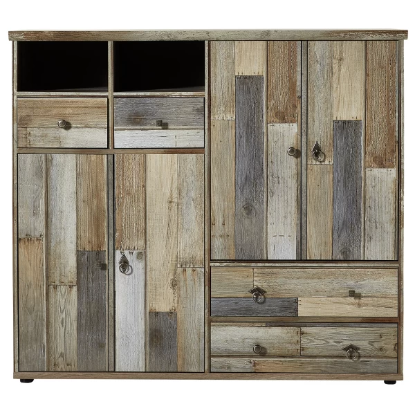 Commode Clem 130cm Met 4 Deuren & 4 Lades - Driftwood - Afbeelding 2
