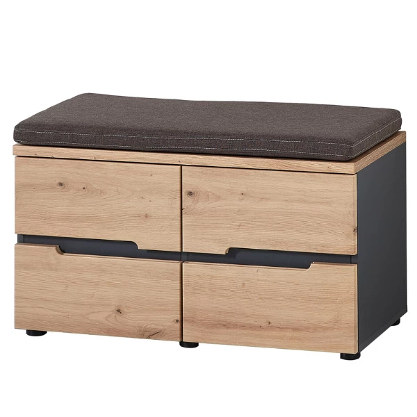Halbankje Medina Met Zitkussen En 2 Deuren - Eik/antraciet