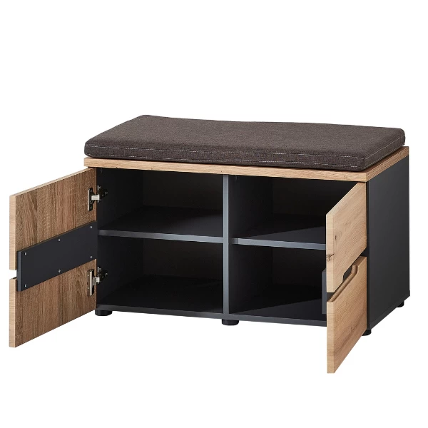 Halbankje Medina Met Zitkussen En 2 Deuren - Eik/antraciet - Afbeelding 3