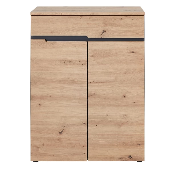 Schoenenkast Medina Met 2 Deuren & 1 Lade - Eik/antraciet - Afbeelding 2