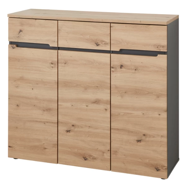 Schoenenkast Medina Met 3 Deuren - Eik/antraciet