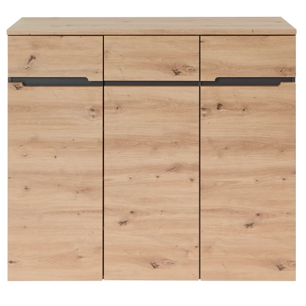 Schoenenkast Medina Met 3 Deuren - Eik/antraciet - Afbeelding 2