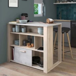 Bartafel Colin 110x67 Met Opbergmogelijkheden - Lichte Betonlook