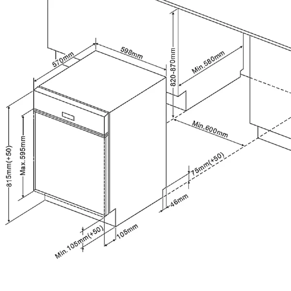 Kitchenette Ragnar 310cm Met Ruimte Voor Magnetron, Koelkast, Oven En Vaatwas - Hoogglans Wit - Afbeelding 9