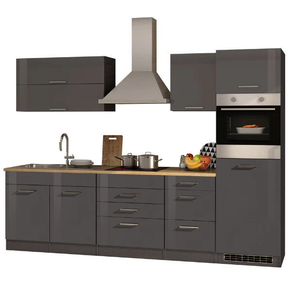 Kitchenette Ragnar 290cm Met Oven - Hoogglans Antraciet - Afbeelding 14