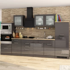 Keukenset Mailand | Inductieplaat, Microgolf, Oven, Dampkap, Koelkast, Spoelbak | Sonoma Grey Oak
