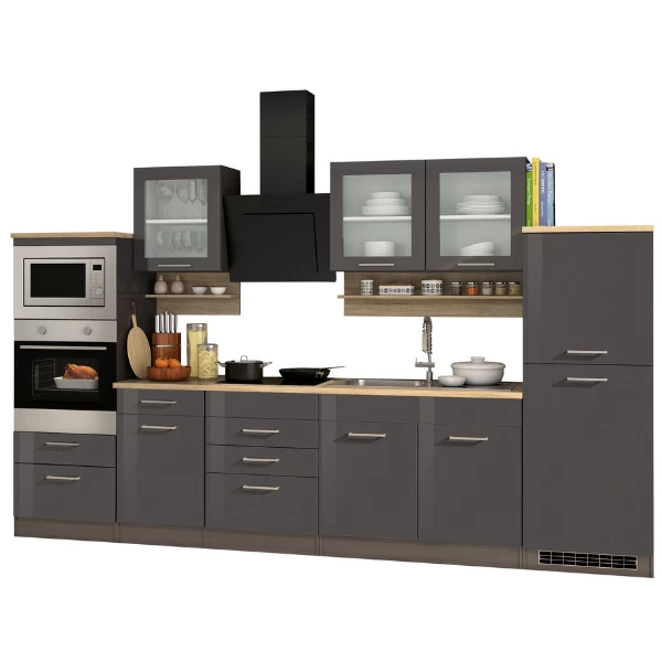 Keukenset Mailand | Inductieplaat, Microgolf, Oven, Dampkap, Koelkast, Spoelbak | Sonoma Grey Oak - Afbeelding 15