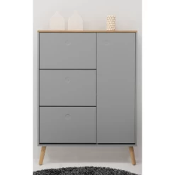 Schoenenkast Dot Met 3 Vakken En 1 Deur - Eik/grijs