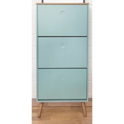 Schoenenkast Dot Met 3 Vakken - Eik/saliegroen