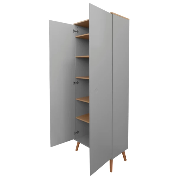 Kledingkast Dot 201 Cm Met 5 Legplanken - Eik/grijs - Afbeelding 6