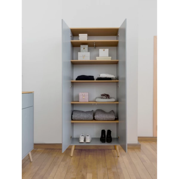 Kledingkast Dot 201 Cm Met 5 Legplanken - Eik/grijs - Afbeelding 3