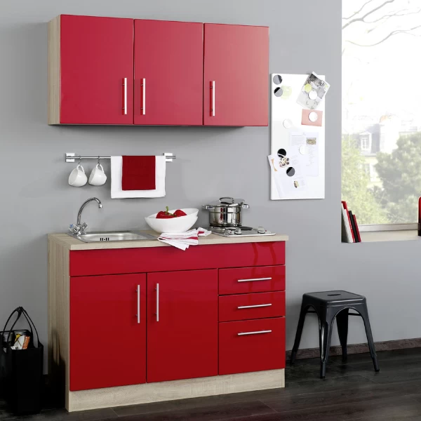 Kitchenette Toto 120cm Met Kookplaat - Hoogglans Rood