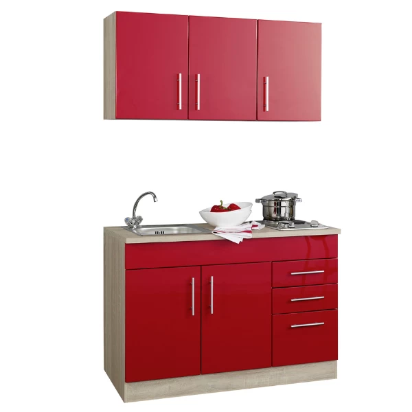 Kitchenette Toto 120cm Met Kookplaat - Hoogglans Rood - Afbeelding 2