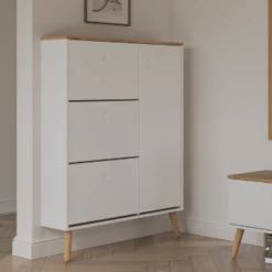 Schoenenkast Dot Met 3 Vakken En 1 Deur - Eik/wit