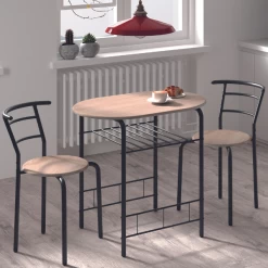 Tafel Met 2 Stoelen Ada-sonoma Eik/zwart Metaal