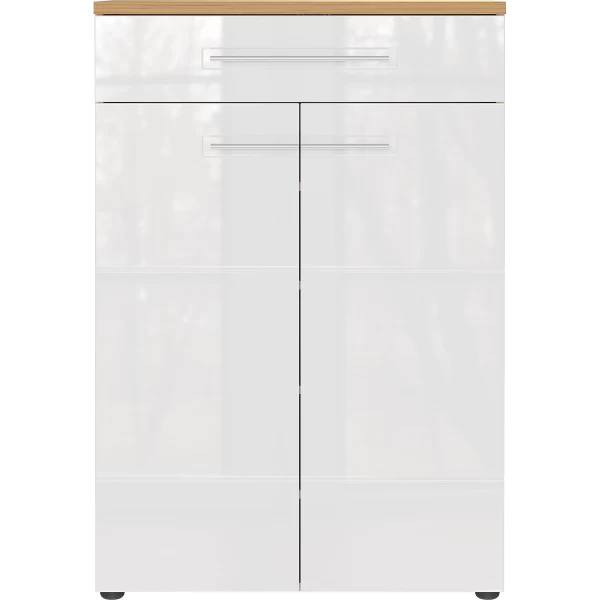 Schoenenkast Abby Met 1 Lade En 4 Legplanken - Eik/hoogglans Wit - Afbeelding 7