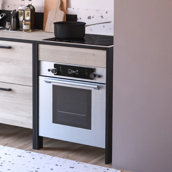 Onderkast Voor Inbouwfornuis Chivaya 64,30 Cm-Kronberg Eik/matzwart - Afbeelding 3