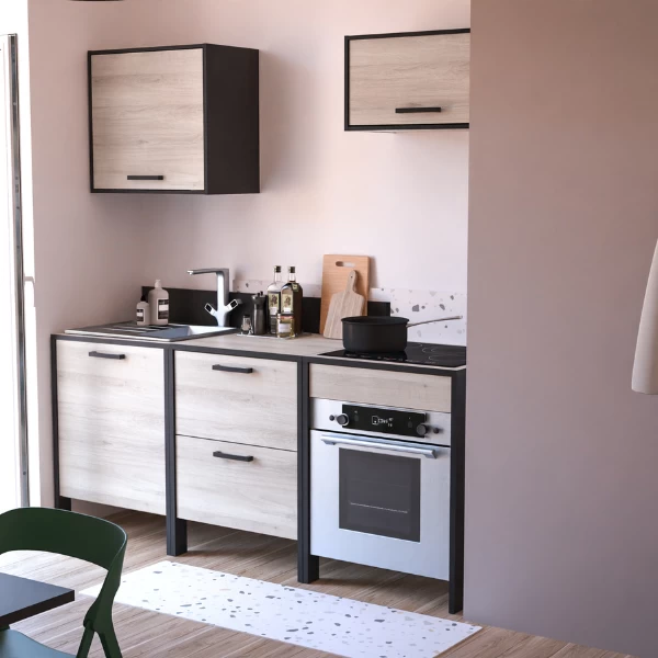 Onderkast Voor Inbouwfornuis Chivaya 64,30 Cm-Kronberg Eik/matzwart - Afbeelding 2