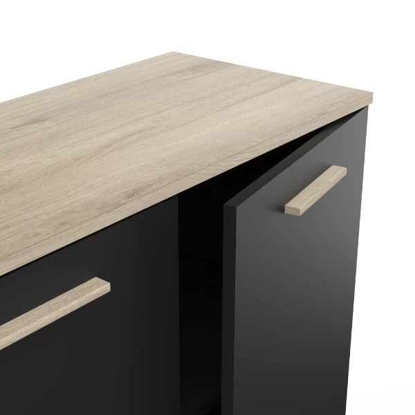 Opbergkastje Liva 2 Draaideuren-Kronberg Eik/matzwart - Afbeelding 2