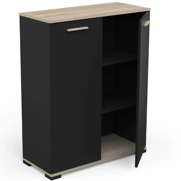 Opbergkastje Liva 2 Draaideuren-Kronberg Eik/matzwart - Afbeelding 3