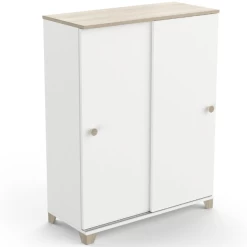 Opbergkastje Liva 2 Schuifdeuren-Kronberg Eik/mat Wit