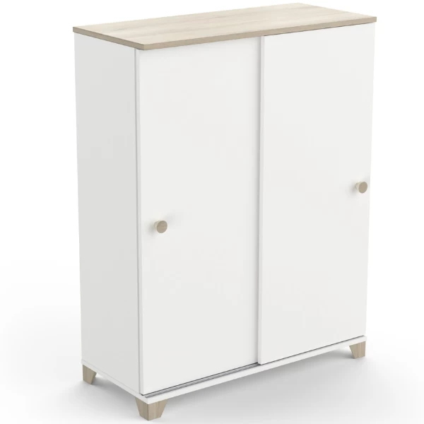 Opbergkastje Liva 2 Schuifdeuren-Kronberg Eik/mat Wit