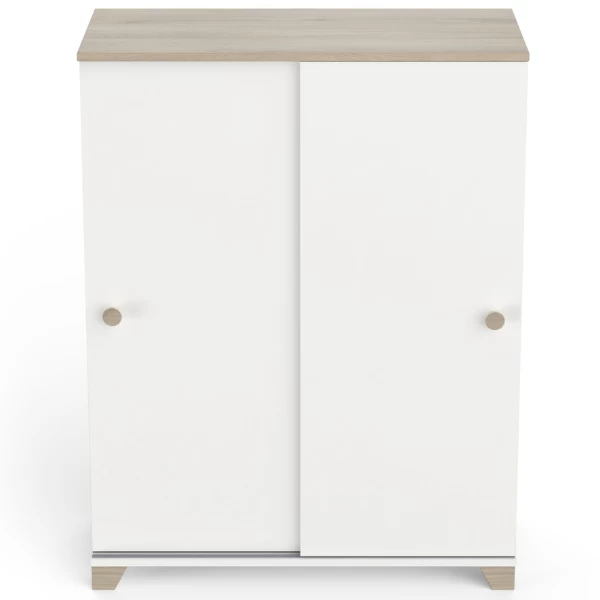 Opbergkastje Liva 2 Schuifdeuren-Kronberg Eik/mat Wit - Afbeelding 6