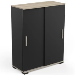 Opbergkastje Liva 2 Schuifdeuren-Kronberg Eik/matzwart