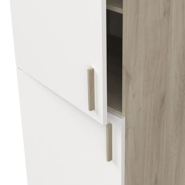 Keukenkast Voor Koelkast Romanie 60 Cm 2 Draaideuren En 2 Legplanken-Kronberg Eik/mat Wit - Afbeelding 3