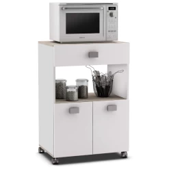 Keukentrolley Rosemary 1 Lade, 1 Open Vak En 2 Draaideuren-mat Wit/acacia