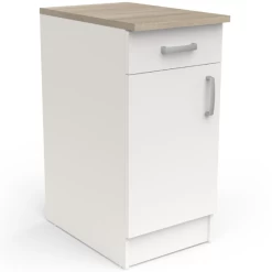 Onderkast Sofie 40 Cm 1 Draaideur, 1 Lade En 1 Legplank-Kronberg Eik/mat Wit