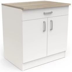 Onderkast Sofie 80 Cm 1 Lade, 1 Legplank En 2 Draaideuren-Kronberg Eik/mat Wit