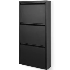 Schoenenkast Bente 3 Opklapdeuren En 3 Opbergvakken-zwart