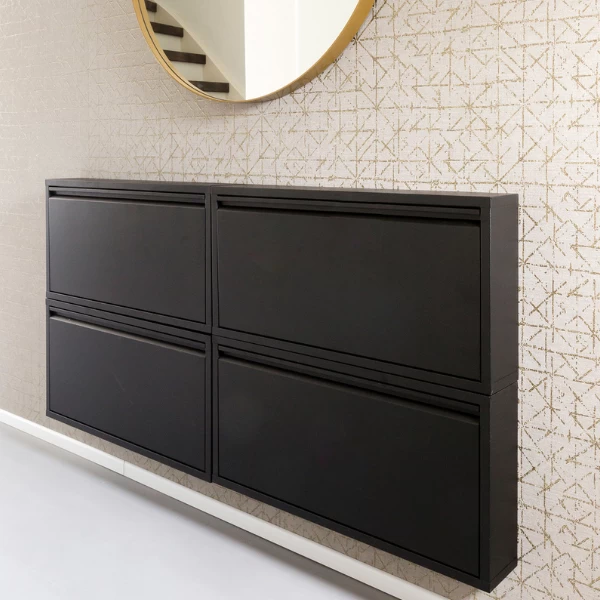 Schoenenkast Bente 1 Opklapdeur En 1 Opbergvak-zwart - Afbeelding 2