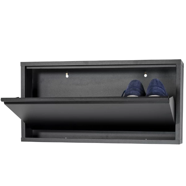 Schoenenkast Bente 1 Opklapdeur En 1 Opbergvak-zwart - Afbeelding 3