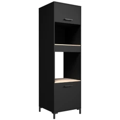 Keukenkast Voor Oven En Microgolf Cobalt - Zwart/eik