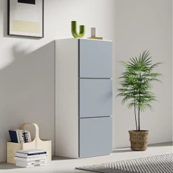 Schoenenkast Baylinn 3 Draaideuren En 5 Legplanken-celadon Grijs/wit