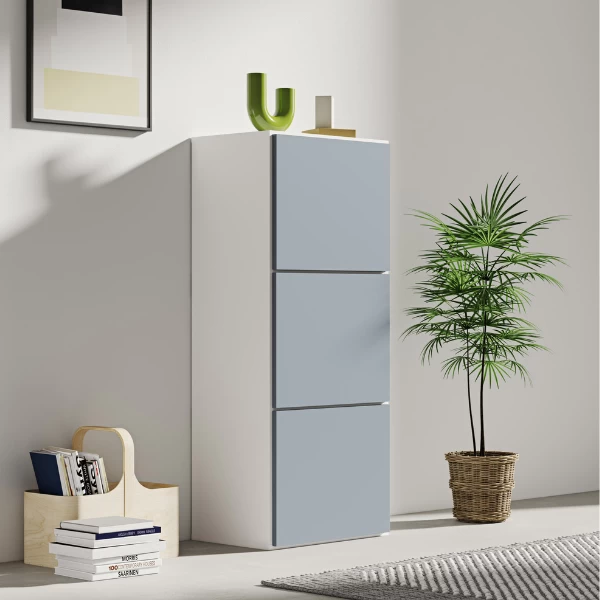 Schoenenkast Baylinn 3 Draaideuren En 5 Legplanken-celadon Grijs/wit