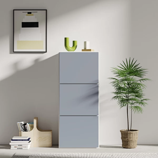 Schoenenkast Baylinn 3 Draaideuren En 5 Legplanken-celadon Grijs/wit - Afbeelding 4