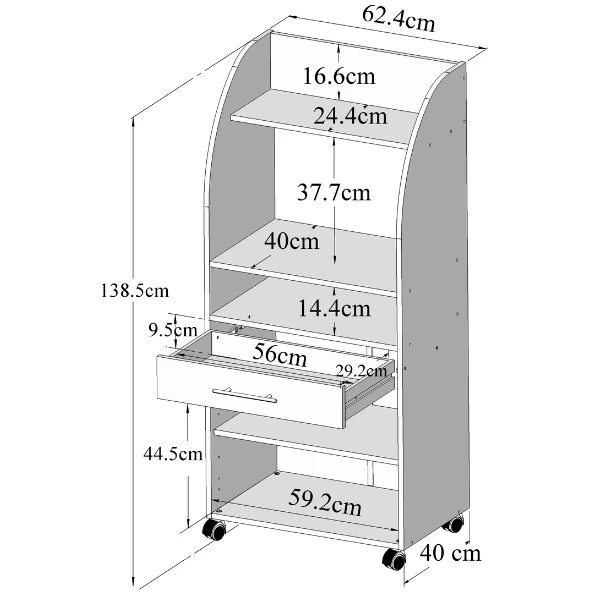 Bijzetkastje Jeanine Voor Microgolfoven - Wit/celadon Grijs - Afbeelding 2