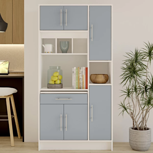 Keukenkast Liana Voor Magnetron - Wit/celadon Grijs - Afbeelding 6