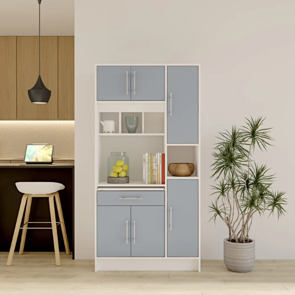 Keukenkast Liana Voor Magnetron - Wit/celadon Grijs - Afbeelding 3